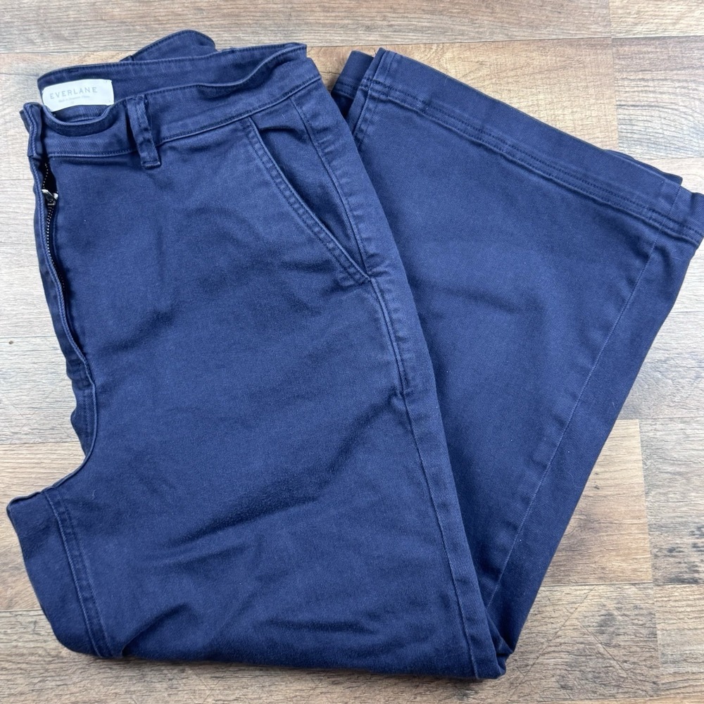 Everlane Women's Blue High Rise Wide Leg Crop Regular Sz 12